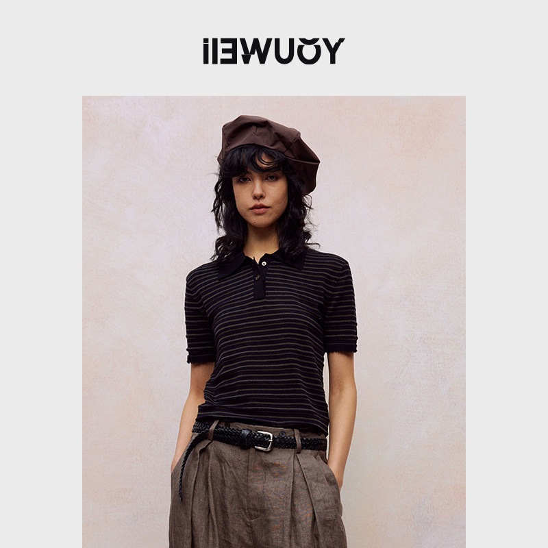 YOUWEI有尾夏季法式肌理条纹POLO衫短袖商务Y1324201,女装/女士精品,POLO衫,淘宝优惠券,粉丝福利购,淘宝优惠卷