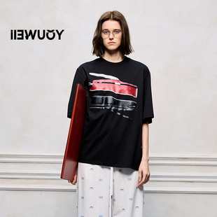 T恤Y1125210 办公订书器印花短袖 YOUWEI有尾2025夏季 新品