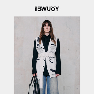 YOUWEI有尾2024冬季 海军风蕾丝拼接钩针腰带马甲女Y3624406