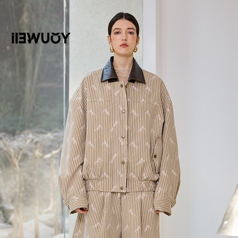 【线上专属】YOUWEI20252025春季条纹工装夹克外套女Y2325124