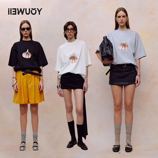 YOUWEI有尾夏季 女Y1124212 大T恤蒜了辣印花短袖