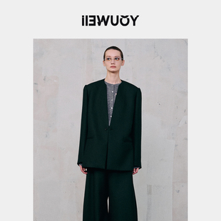 YOUWEI有尾2024冬季 外套Y1924401 人字纹羊毛无领西装