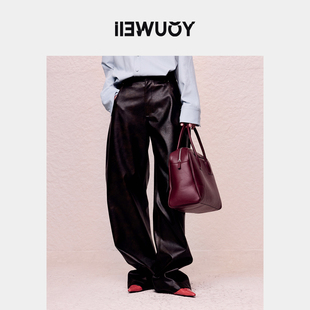 Y5424318 褪色重工复古蛋裤 YOUWEI有尾2024秋季 皮裤