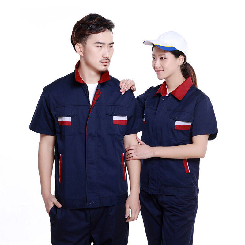 邦固依品夏季工作服男女短袖薄款定制耐磨工厂车间工人汽修上衣劳