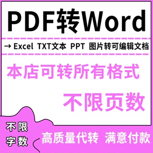 PDF转Word文档人工代转换扫描件图片PPT/Excel/TXT/CAD可编辑文档