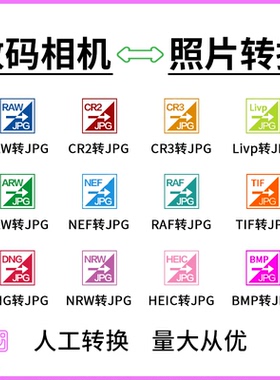 ARW RAW文件格式转jpg CR2 CR3 livp tif bmp转JPG相机照片转图片