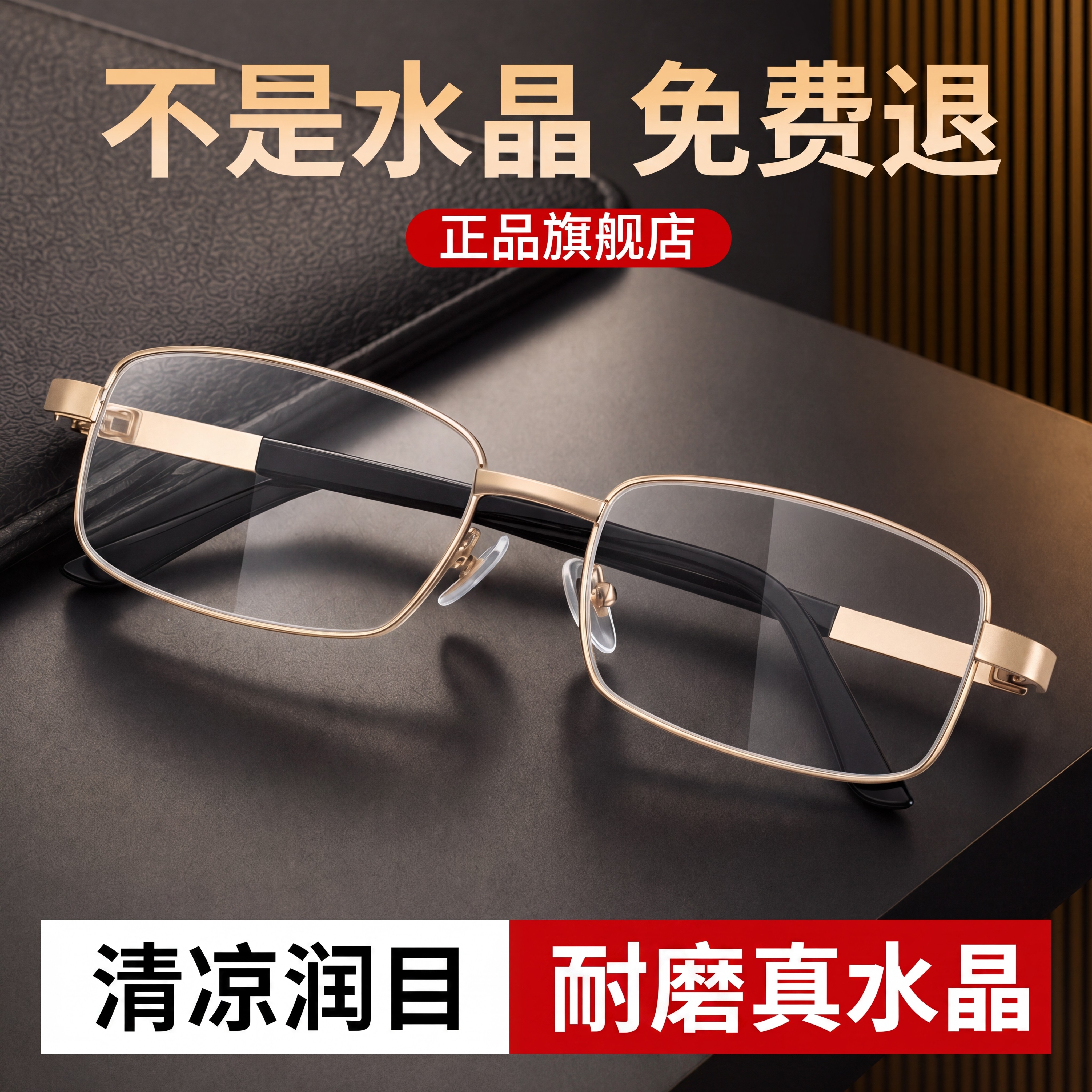 水晶老花镜正品官方旗舰店男款高档天然真高清水晶中老年老花眼镜