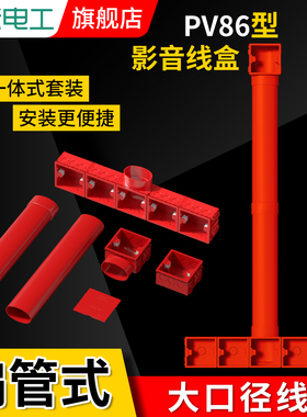 PVC86型电视通用背景盒五联影音底盒48*50扁管墙上开关阻燃接线盒