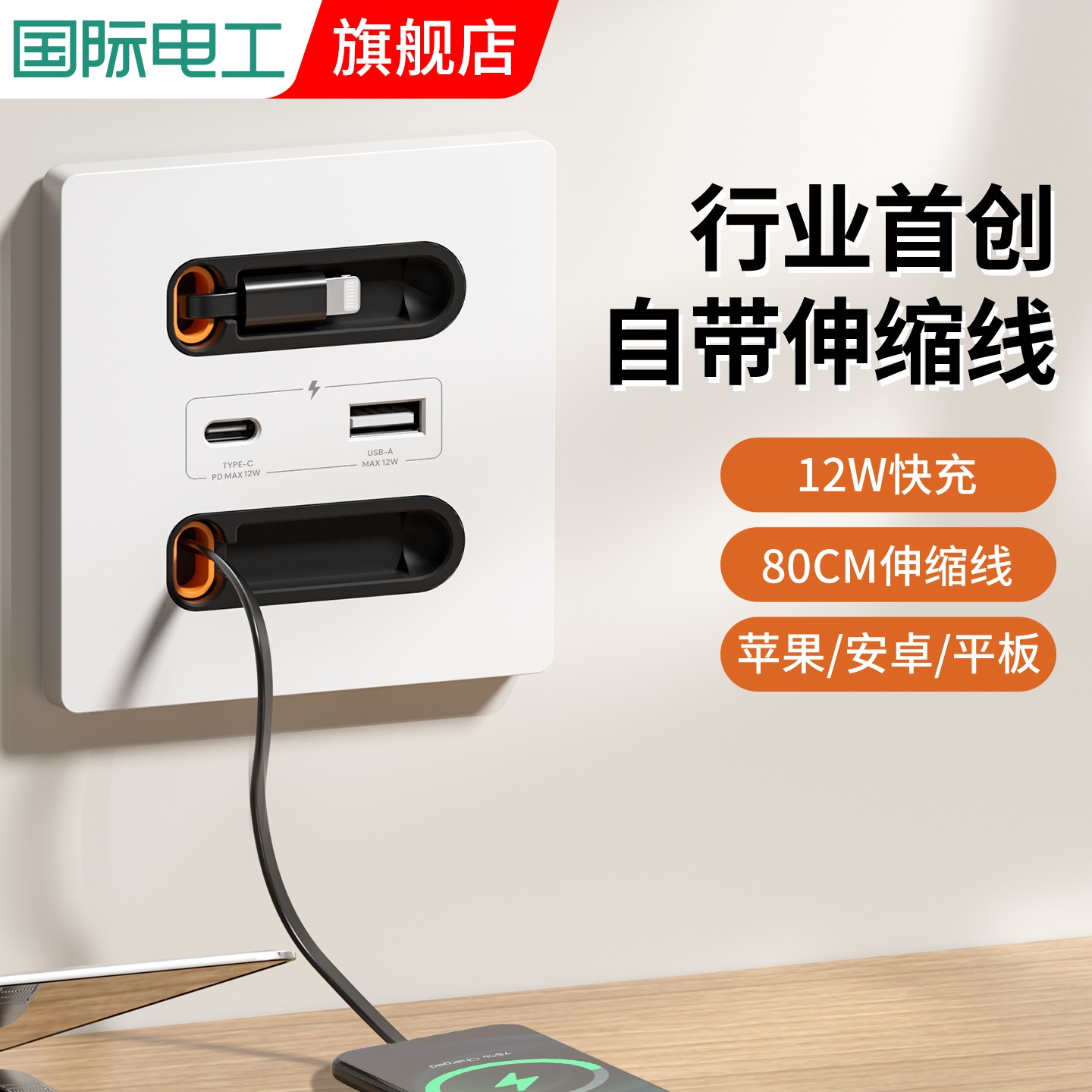 国际电工12W快充USB插座