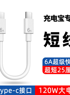 艾昊者双头TypeC数据线充电宝短线快充双USB-C转接线公对公适用华为苹果荣耀笔记本iPad手机反向CtoC充电线6A