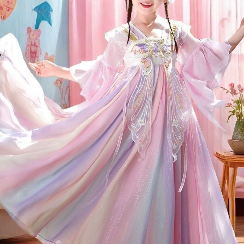 汉服女童2025新款古风连衣裙小女孩儿童超仙古装裙子唐装夏季