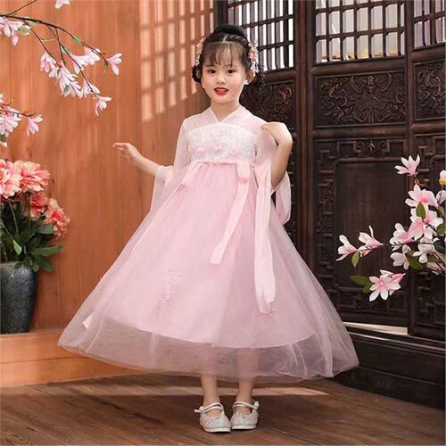 2024款儿童汉服女公主裙高贵雅典中国古风仙女公主小女孩连衣裙