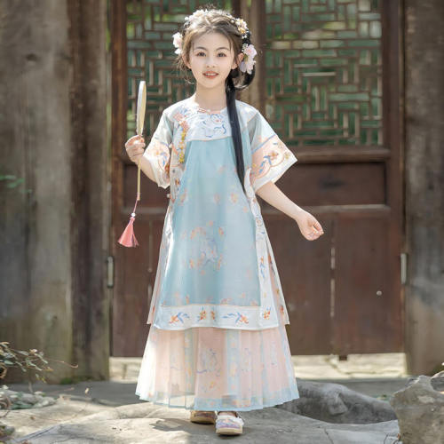 汉服女童2026夏季新款格格服小女孩清朝新中式古装女宝中国风套装