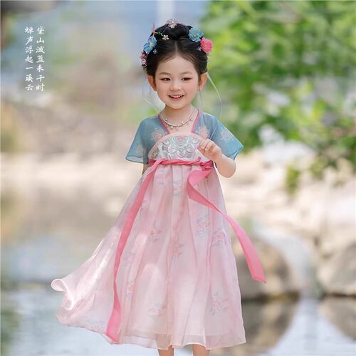汉服女童唐风连衣裙2025夏季新款儿童仙气国风公主裙女孩薄款襦裙