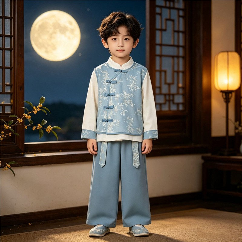 男宝唐装中秋节新中式套装古风男孩秋季新款儿童中国风汉服演出服