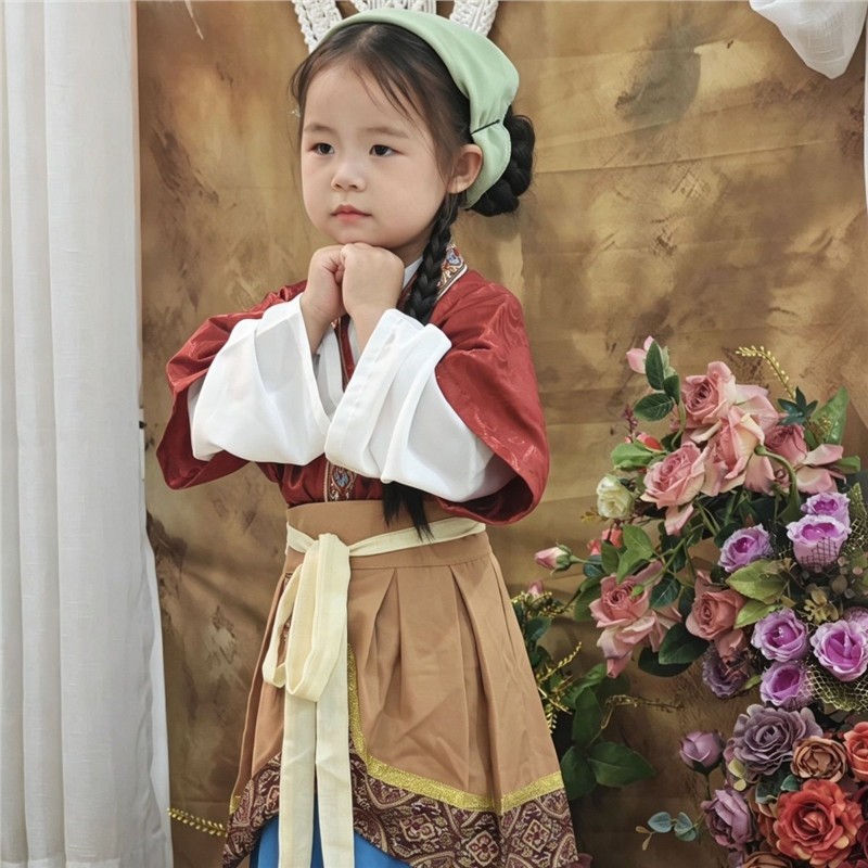 汉服女童小童超仙古装中国风田园风女宝宝洋气唐装小女孩裙子表演