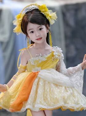 七仙女服装儿童新款紫色古风国风古装日常可穿超仙公主裙欢天喜地