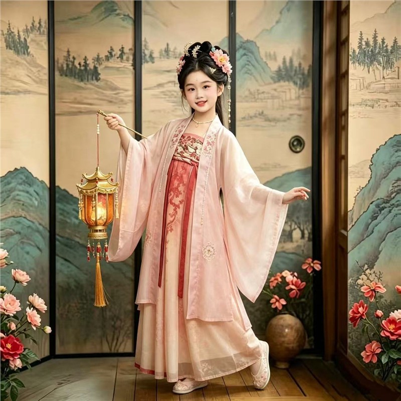 女童汉服唐制齐胸襦裙儿童古装超仙飘逸小女孩古风连衣裙春夏款