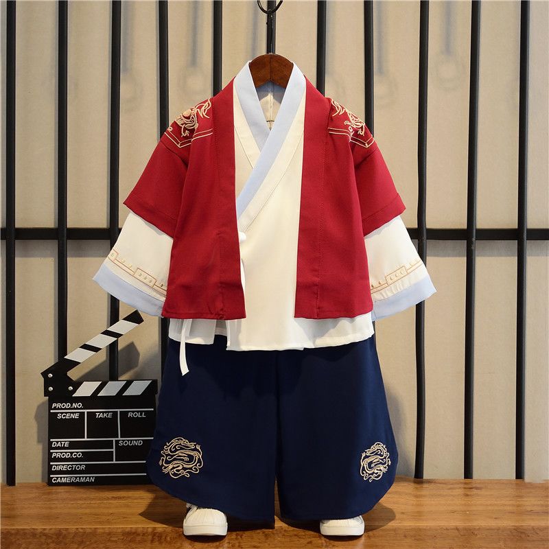 汉服男童春秋款长袖中国风男宝国学服古装男孩中秋演出服儿童套装