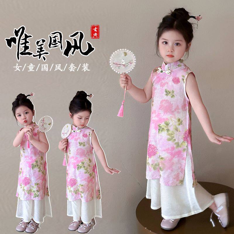 汉服女童2025新款小女孩日常可穿旗袍套装女宝宝新中式国风穿搭