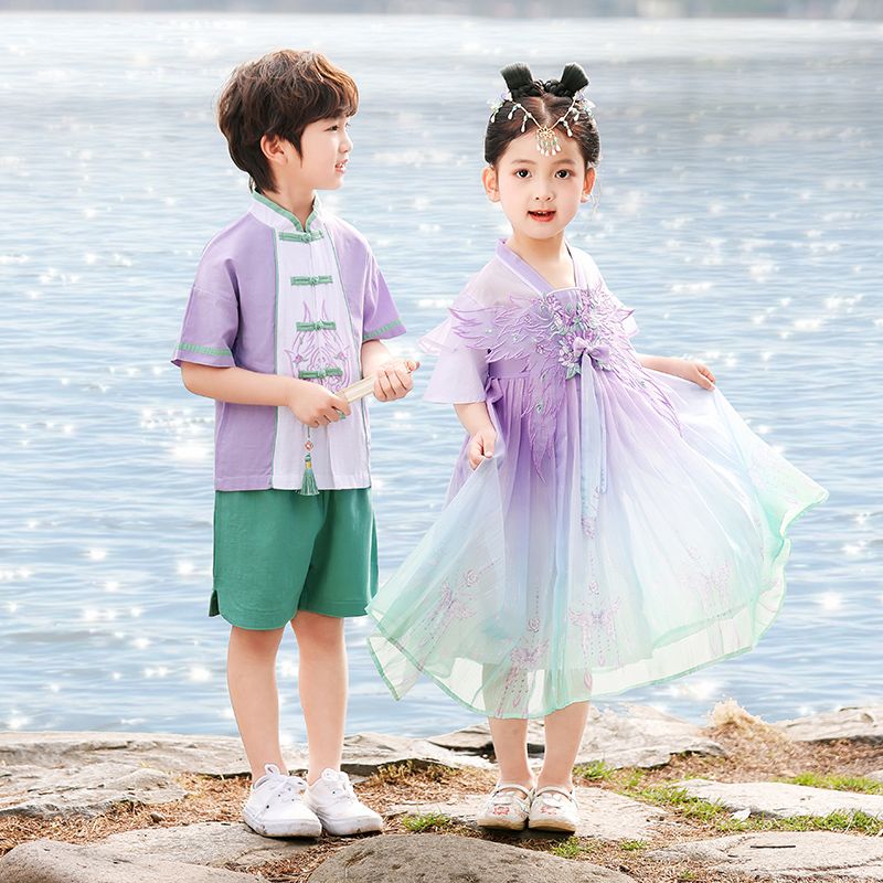 汉服女童国学服装儿童中国风演出服古典小学生六一合唱毕业照班服