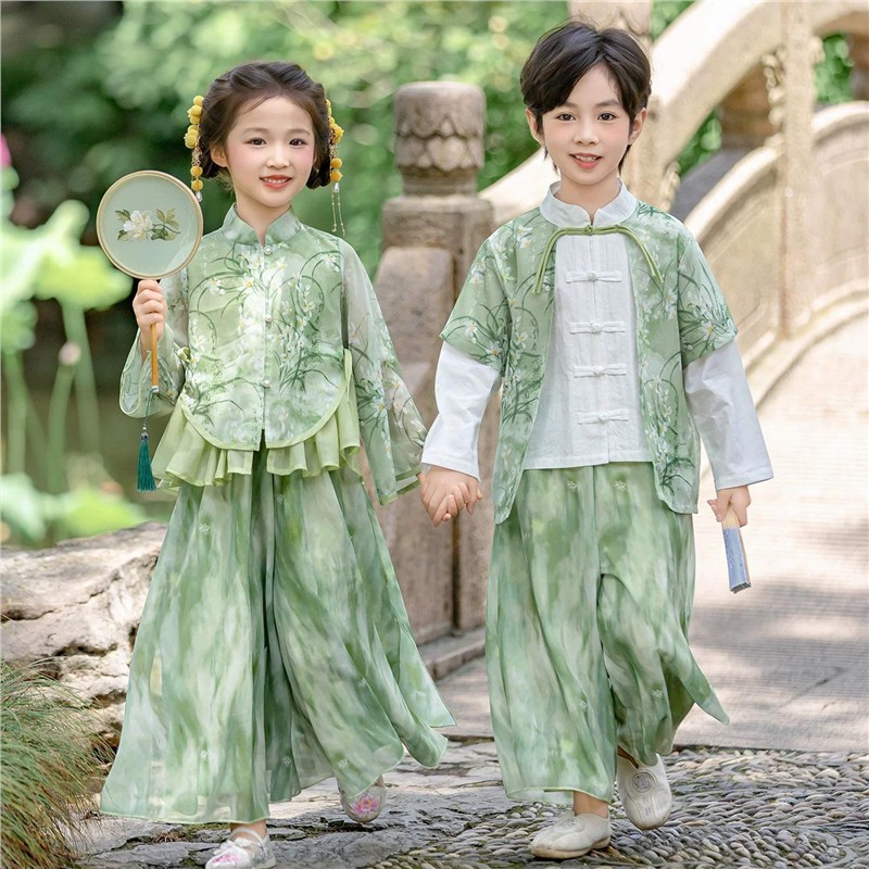 儿童汉服女童中国风古装男童唐装中秋节服装国学服朗诵演出服秋款