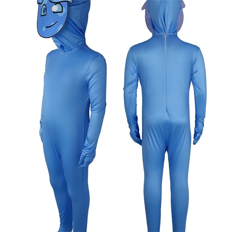 森林冰火人抽象cos服抽象衣服搞怪蓝色紧身衣连体万圣节恐怖服装
