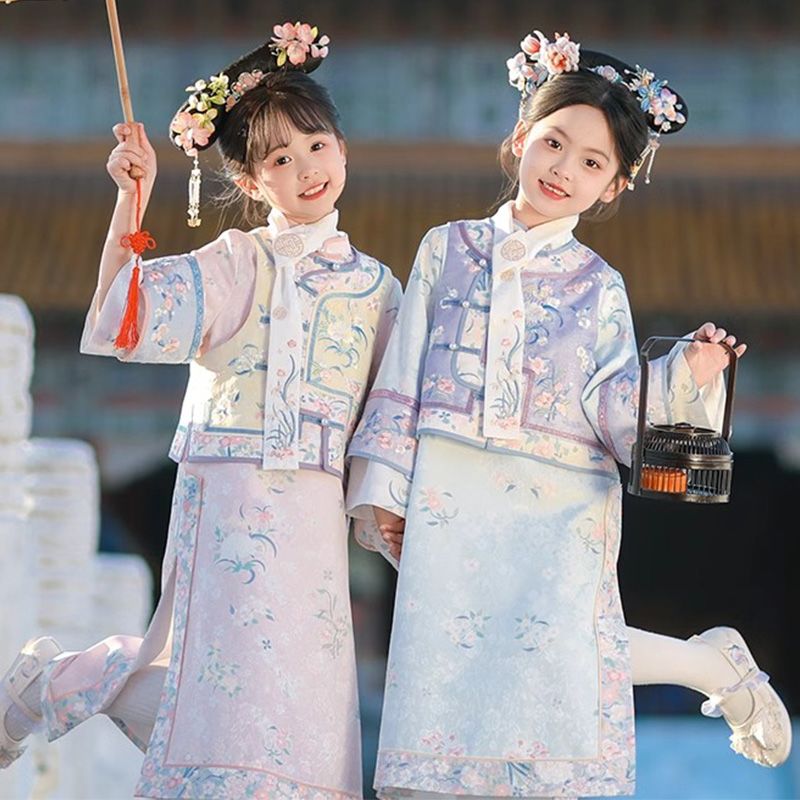 格格服女童汉服春款儿童中国风唐装刺绣古风古装2025新款旗袍裙