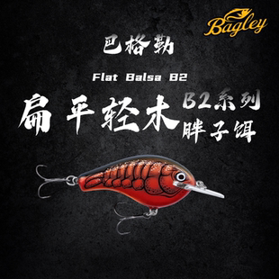 美国进口巴格勒Bagley品牌扁平轻木B2硬饵爱极路直营路亚胖子饵