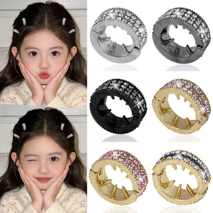 女童编发神器圆形金属小发扣刘海侧边夹儿童发夹女孩前额碎发发卡