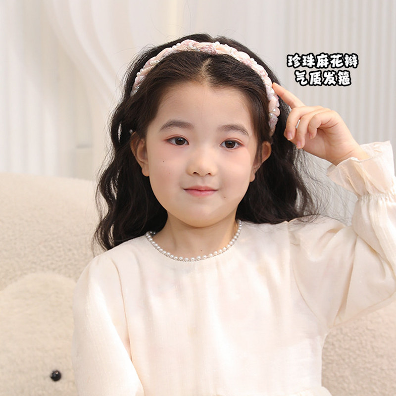 儿童韩版发箍超仙甜美珍珠头箍2026森系小女孩麻花编织压发发卡