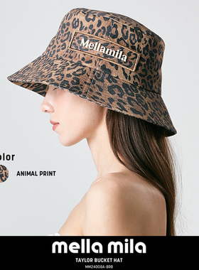 Mellamila韩国正品豹纹渔夫帽男女夏秋季户外休闲遮阳帽桶帽盆帽