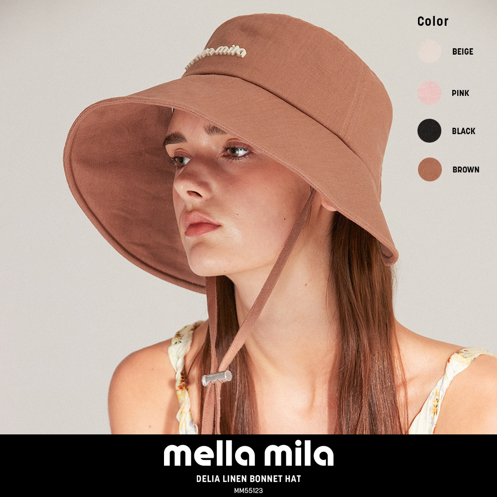 Mellamila韩国遮阳帽子亚麻夏秋薄款透气女士款海边太阳帽防晒帽