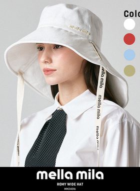 Mellamila韩国帽子渔夫帽夏秋女大帽檐遮脸防晒紫外线遮阳太阳帽
