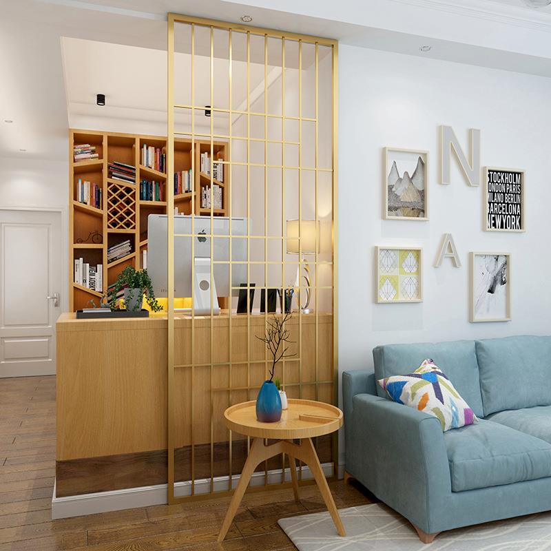 北欧客厅餐厅铁艺屏风卧室遮挡装饰挂屏简约入门铁艺镂空移动