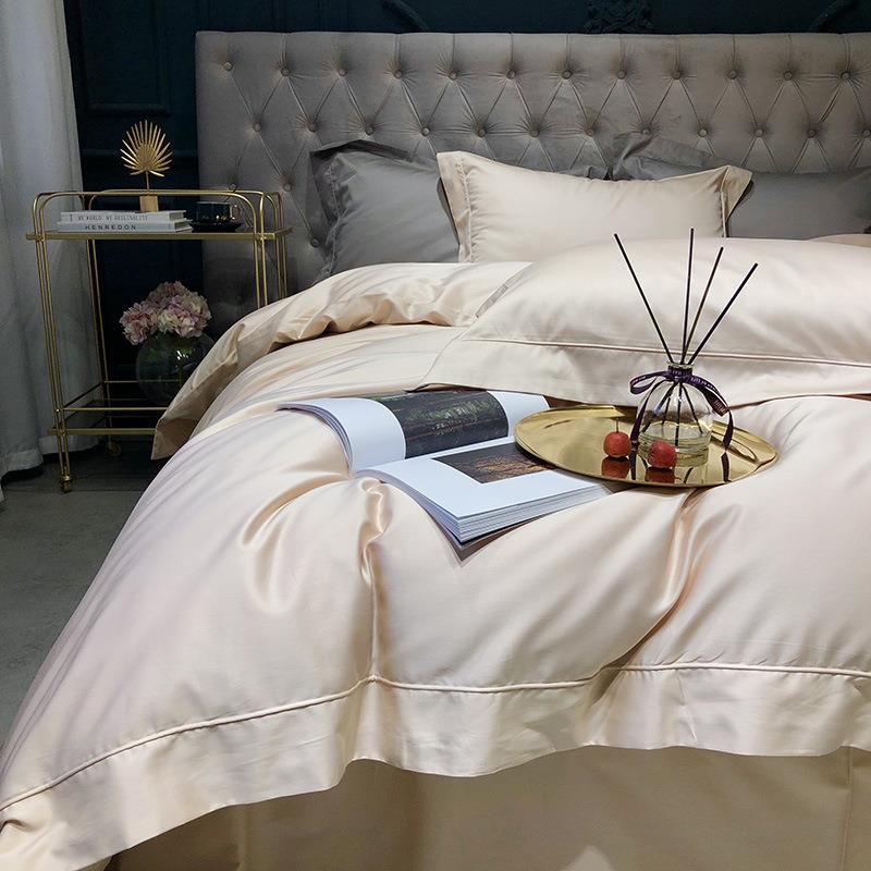 简约素纯色酒店100支长绒棉纯棉四件套全棉床单被套轻奢床上用品
