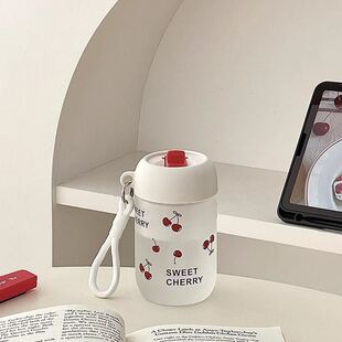 小型便携式水杯ins风女高颜值樱桃高硼硅玻璃水杯耐高温小巧随身