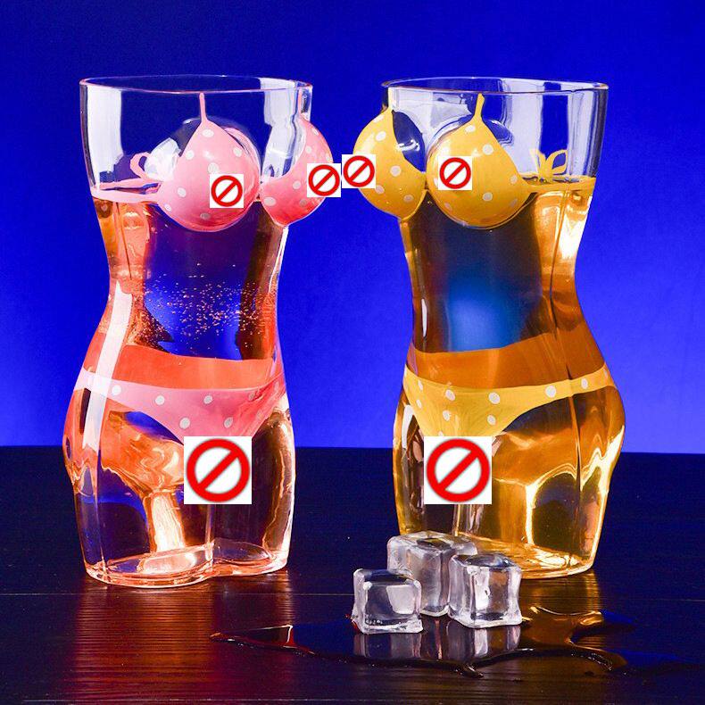 稀奇古怪的酒杯女生微醺酒杯设计感小众酒吧创意手绘玻璃水杯啤酒图片