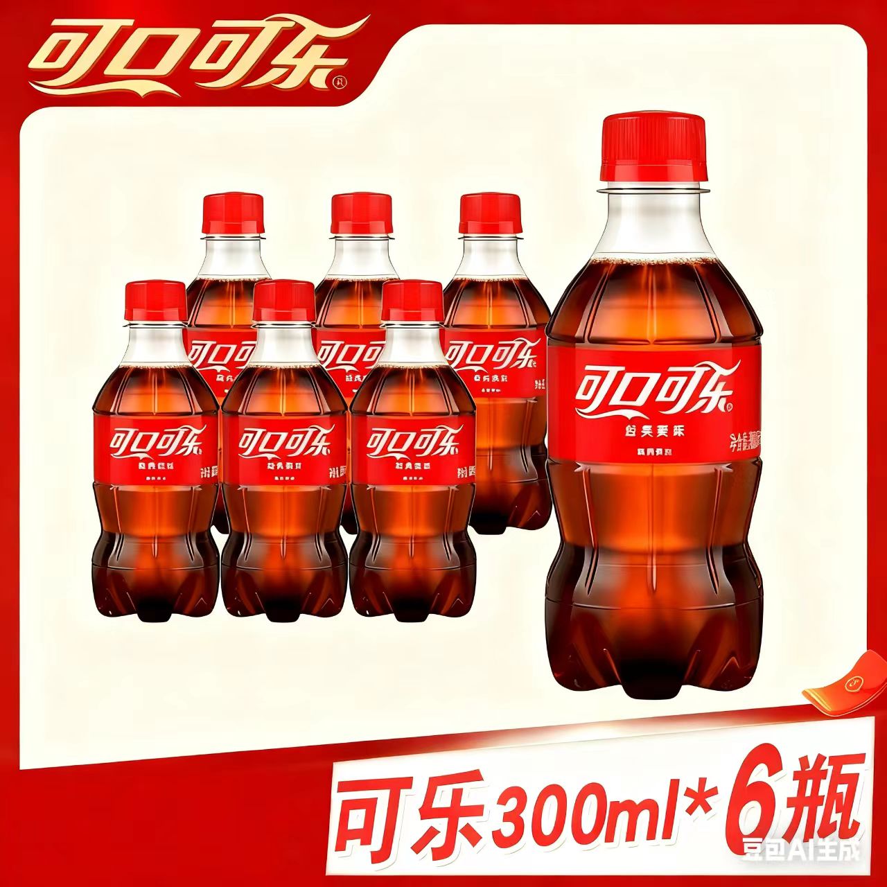 可口可乐300ml*6瓶/12瓶装碳酸