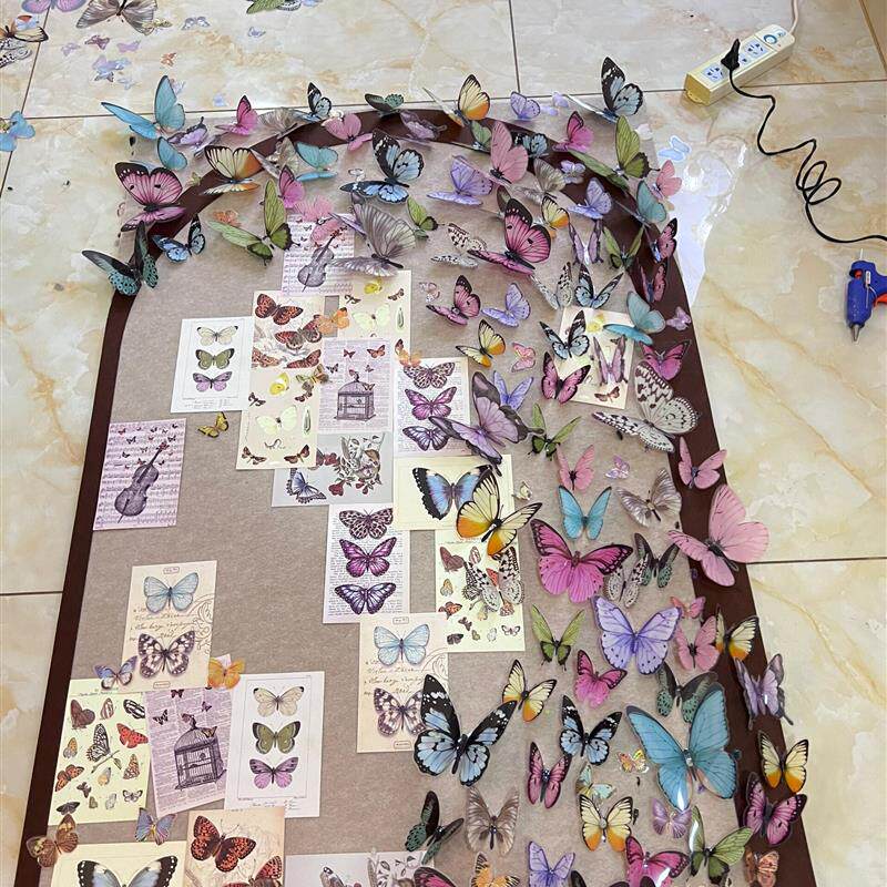 蝴蝶墙毛毡板免打孔客厅卧室墙面氛围感diy装饰高级摆件首饰收纳