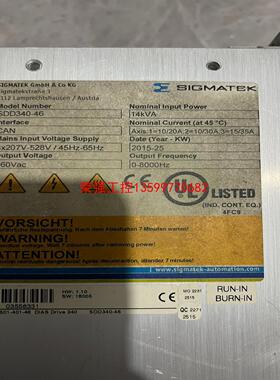 【荣强工控】二手拆机SIGMATEK西格玛泰克驱动器SDD340-46成