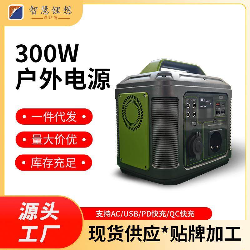 欧规300W大功率独立开关野外露营快充便携式照明施工应急户外电源