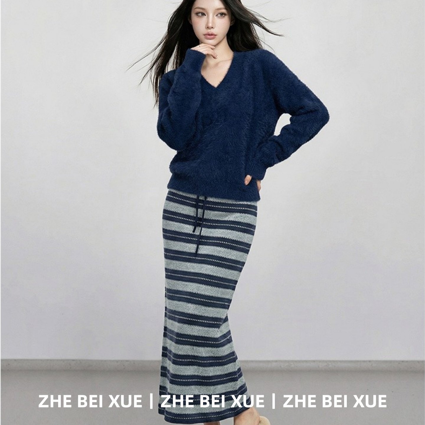 套装女韩系披肩长袖针织上衣撞色条纹半身长裙独特漂亮冬装一整套,女装/女士精品,时尚套装,淘宝优惠券,粉丝福利购,淘宝优惠卷