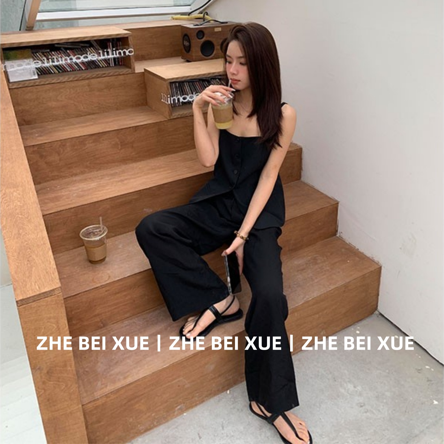 套装女夏季新款小众设计感吊带背心上衣休闲简约时尚宽松阔腿长裤