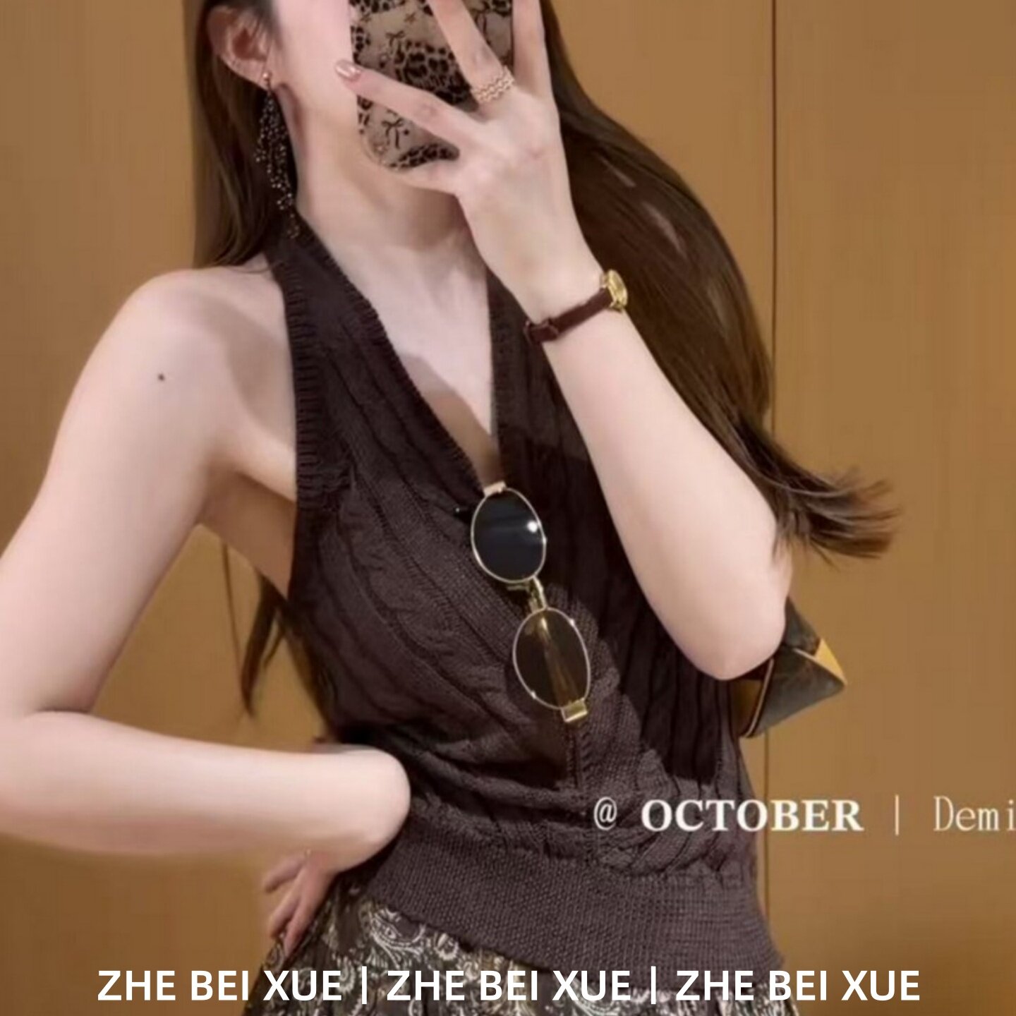 早春漂亮套装辣妹麻花挂脖上衣高腰碎花半身裙淡人高知穿搭一整套