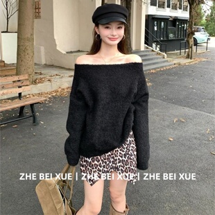 套装 显瘦针织毛衣露肩上衣收腰半身裙子2026超火穿搭一整套 女修身