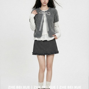 套装女韩系针织马甲开衫长袖打底衫a字短裙子独特漂亮冬装一整套