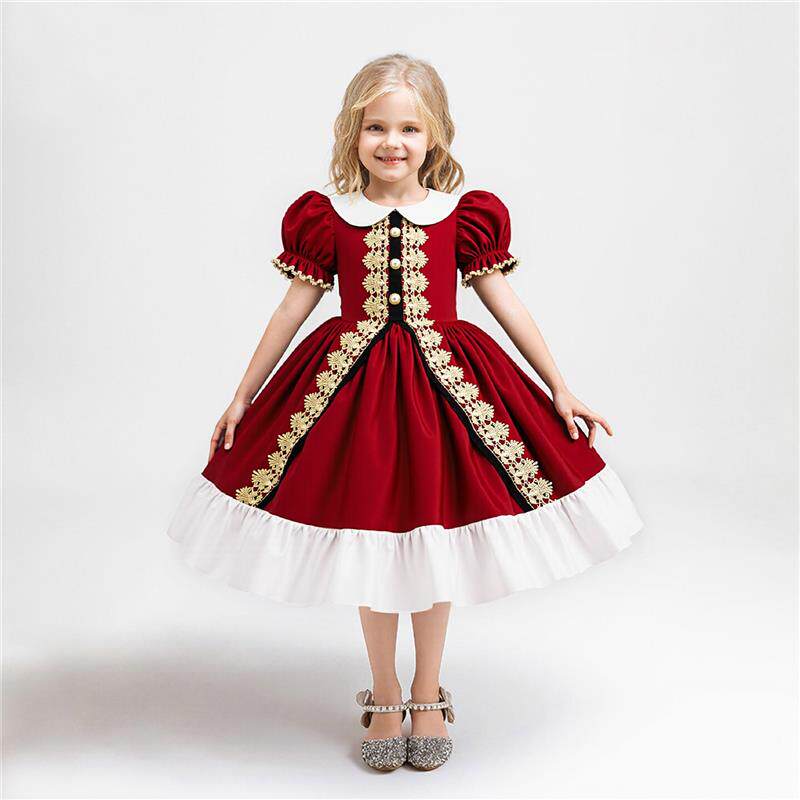 圣诞节女童服装kidsdress女孩派对礼服表演服秋冬蓬蓬裙公主裙