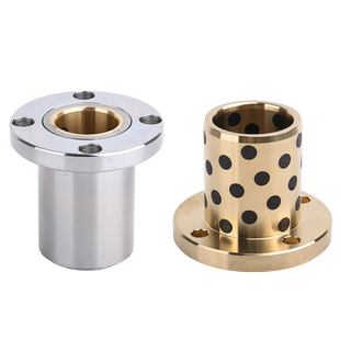 法兰石墨铜套无油衬套圆法兰LMF方LMK切边LMH12 16 20-50内铜外钢