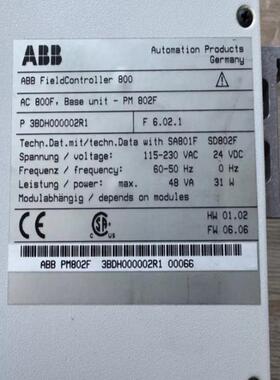 （设备配件）ABB AC800F 控制器PM 802F SA 801F